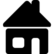 Logo d'une maison en noir. Seul la porte d'entre et une fentre sont reprsent en blanc. La maison comporte une chemine