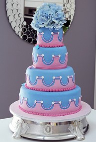 gteau de mariage rose et bleu