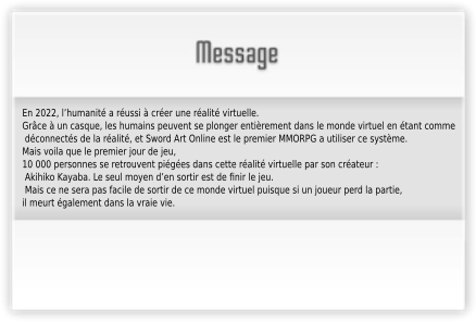 Bienvenue dans le monde de sword art online
