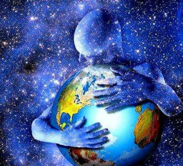 Cette image reprsente Gaia la terre entour d'Ouranos le ciel toil