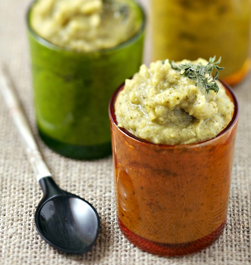 verrine de pure de brocolis aux pois casss