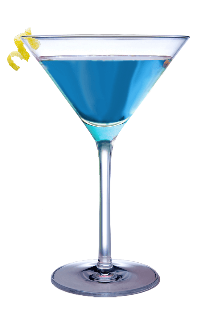 Verre de Blue Lagoon avec zeste de citron