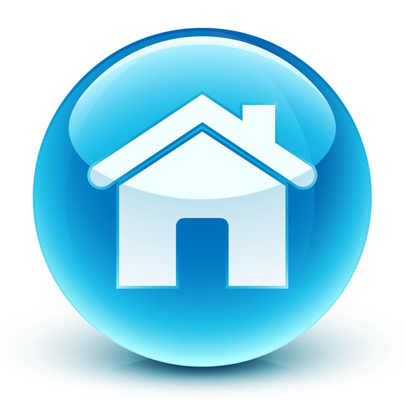 Icone maison dans bulle bleue (Retour)