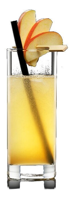 Verre d'Apple Frazzle avec tranches de pomme et paille