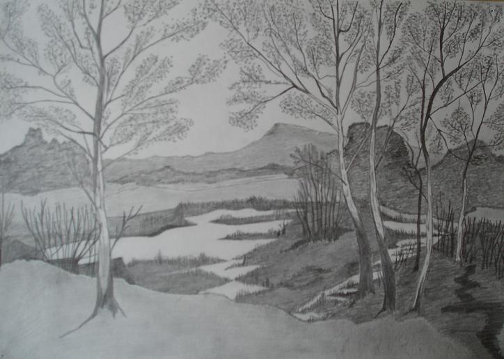 paysage au crayon