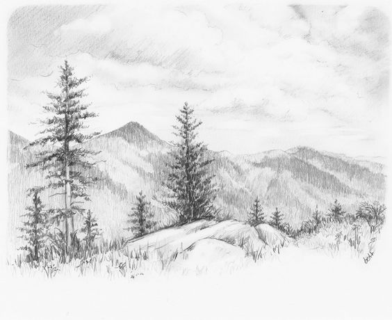 paysage au crayon