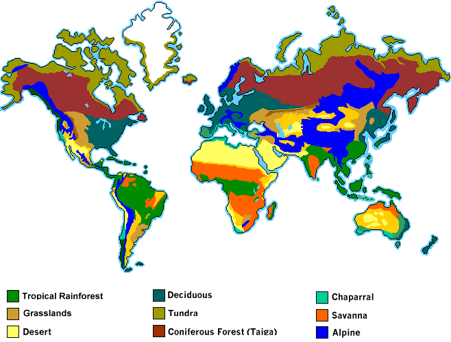 Carte des cosystmes terrestres
